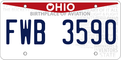 OH license plate FWB3590