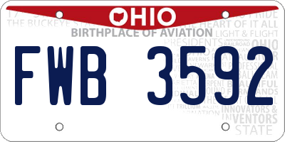 OH license plate FWB3592