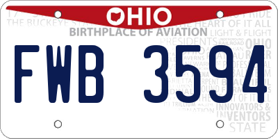 OH license plate FWB3594