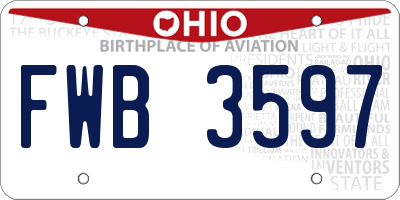 OH license plate FWB3597