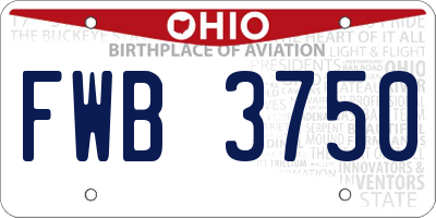 OH license plate FWB3750