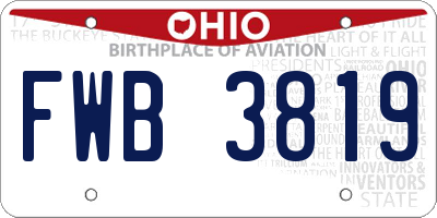 OH license plate FWB3819