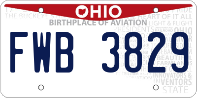 OH license plate FWB3829