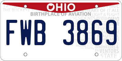 OH license plate FWB3869