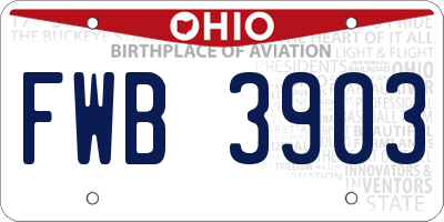 OH license plate FWB3903