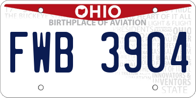 OH license plate FWB3904