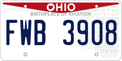 OH license plate FWB3908