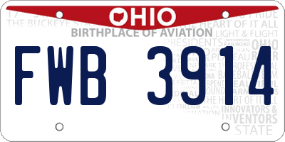 OH license plate FWB3914