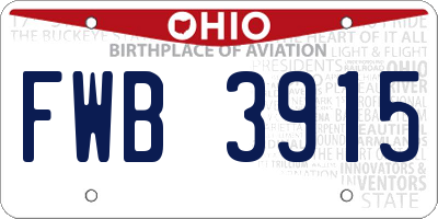 OH license plate FWB3915