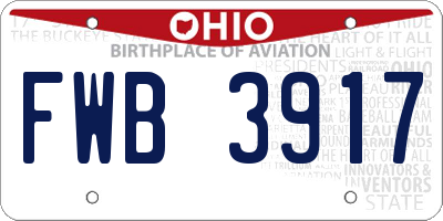 OH license plate FWB3917