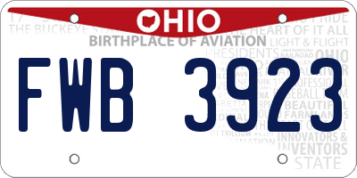 OH license plate FWB3923