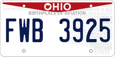 OH license plate FWB3925