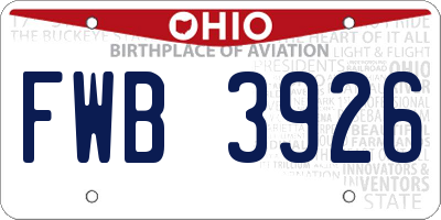 OH license plate FWB3926