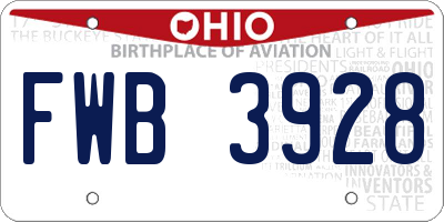 OH license plate FWB3928