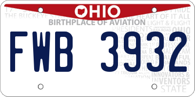 OH license plate FWB3932