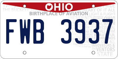 OH license plate FWB3937