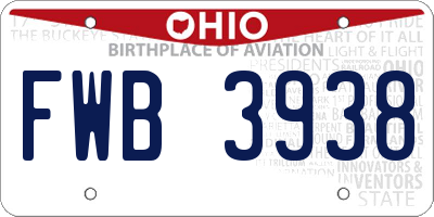 OH license plate FWB3938