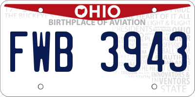 OH license plate FWB3943