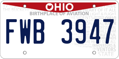 OH license plate FWB3947