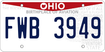 OH license plate FWB3949