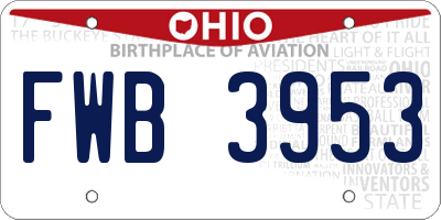 OH license plate FWB3953