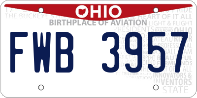 OH license plate FWB3957