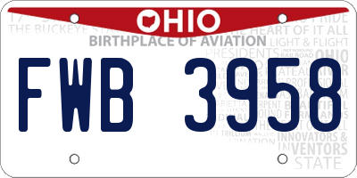 OH license plate FWB3958