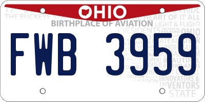 OH license plate FWB3959