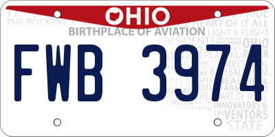 OH license plate FWB3974