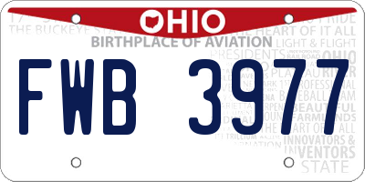 OH license plate FWB3977