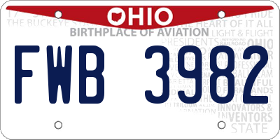 OH license plate FWB3982