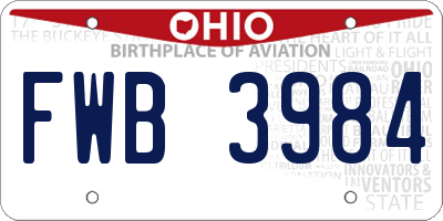 OH license plate FWB3984