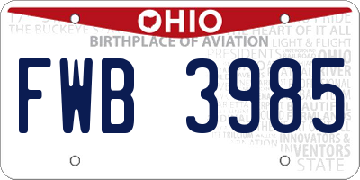 OH license plate FWB3985