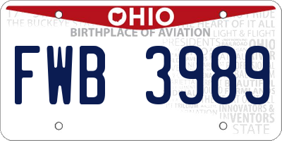 OH license plate FWB3989