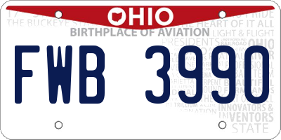 OH license plate FWB3990