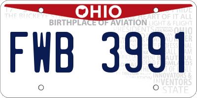 OH license plate FWB3991