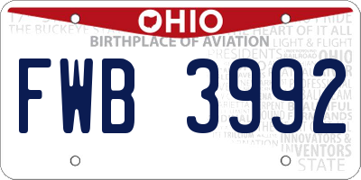 OH license plate FWB3992