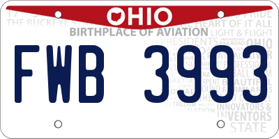 OH license plate FWB3993