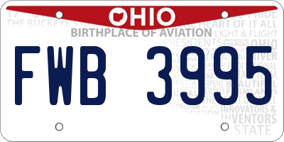 OH license plate FWB3995