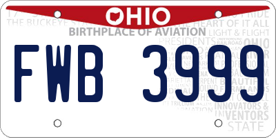 OH license plate FWB3999