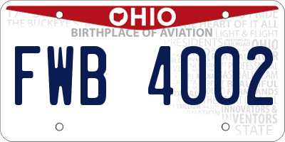 OH license plate FWB4002