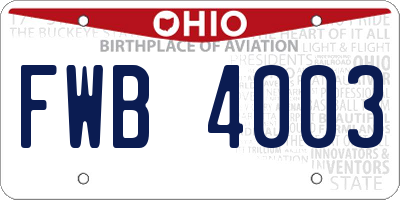 OH license plate FWB4003