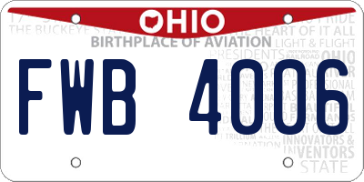 OH license plate FWB4006