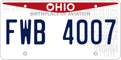 OH license plate FWB4007