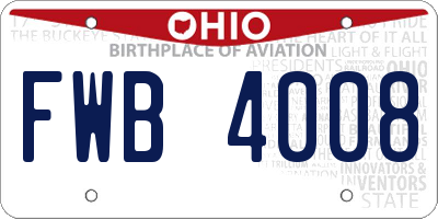 OH license plate FWB4008