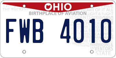 OH license plate FWB4010