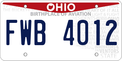 OH license plate FWB4012