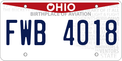 OH license plate FWB4018