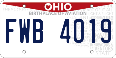 OH license plate FWB4019