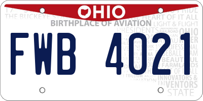 OH license plate FWB4021